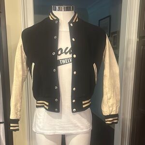 True Vintage Sz 38 Black and Ivory Fifty Niner by Brill Bros Varsity Jacket GUC